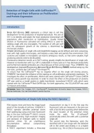 SINGLE CELL CLONING, SCC, CELLTRACKER, FLUORESCENCE ACTIVATED SINGLE CELLCLONING, FASCC, PROTEIN EXPRESSION, CELL LINE DEVELOPMENT, CLD, HIGH THROUGHPUT, LIMITED DILUTION